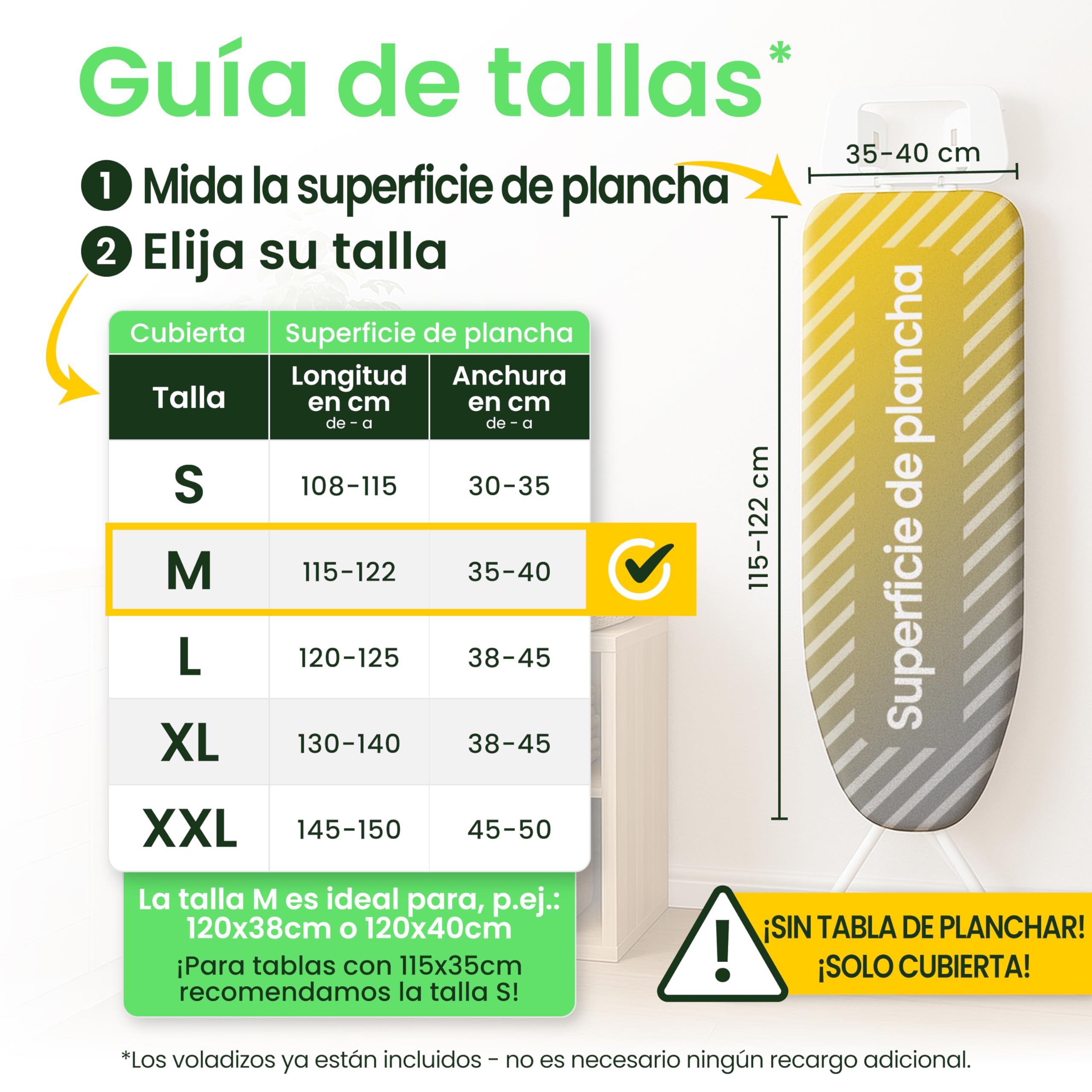 SimplySmooth Funda Premium 120x40 cm | Oeko-Tex 100 Relleno cómodo | para Tablas de 115-122x35-40 cm | Talla M - 2