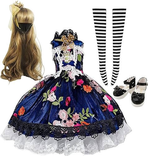 Proudoll Ropa de muñeca BJD de 1/3, hermoso vestido negro, conjunto de atuendo de princesa compatible con muñecas SD de 1/3 de 23.6 in y 24 pulgadas