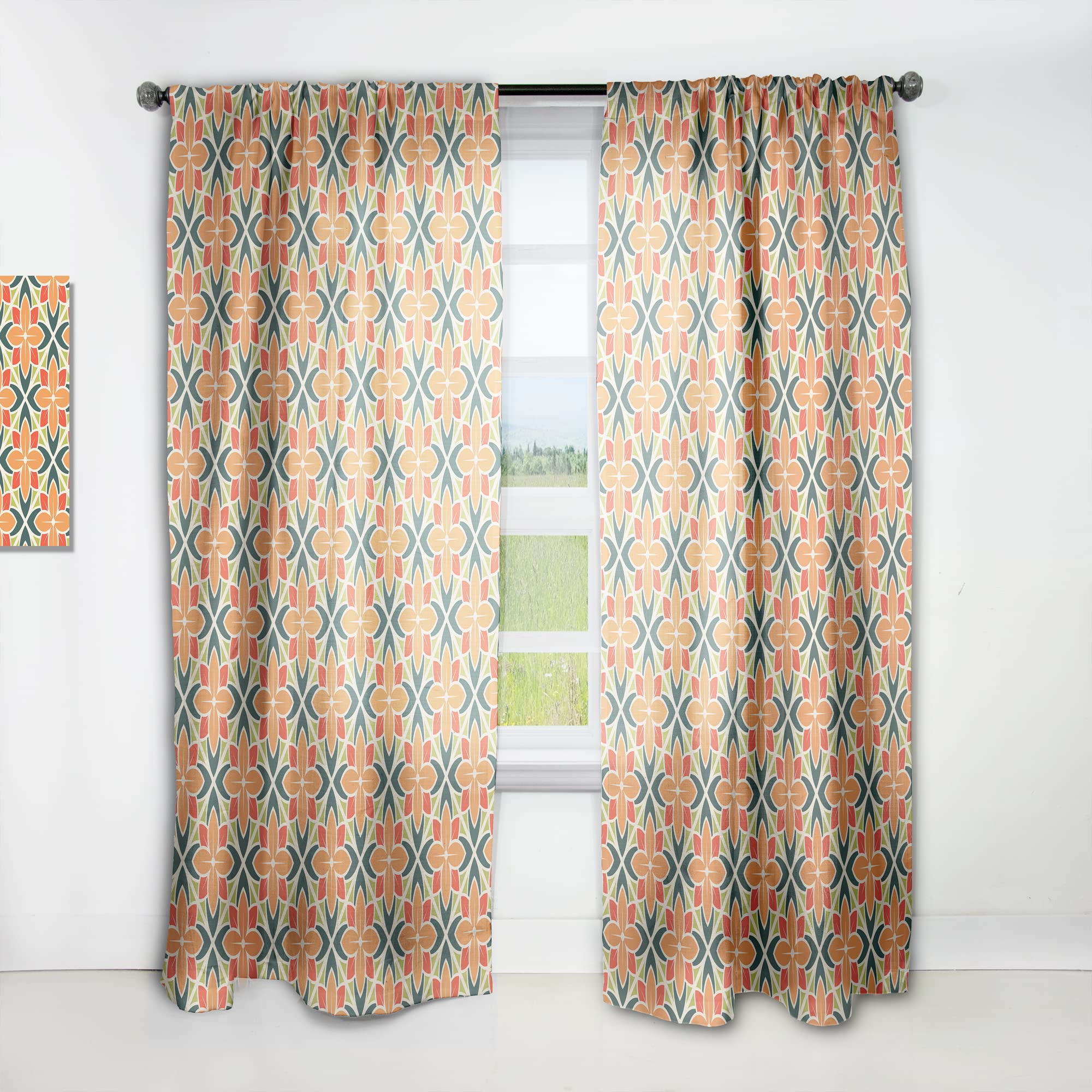 Rideaux rétro à motif floral IV DesignQ pour habiller vos fenêtres