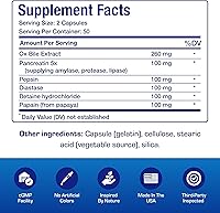 Vista 4 de Enzimas multidigestivas con suplemento de bilis de buey - Suplemento de digestión de fuerza clínica con enzimas pancreáticas pancreáticas