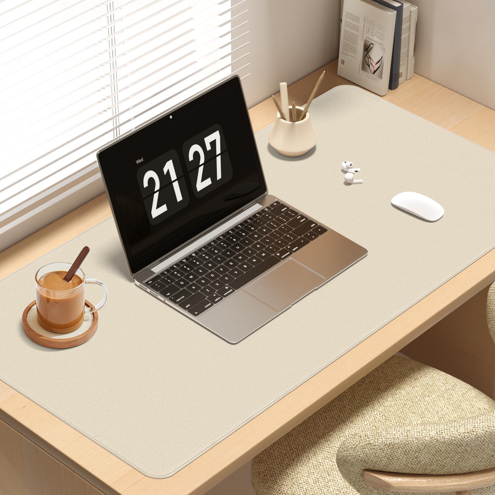 Vicwe Tappetino per Mouse, 120cm x 43cm PVC Pappetino da Scrivania in Pelle, Antiscivolo e Protezione da Scrivania Impermeabile per Ufficio/Casa (Grigio)