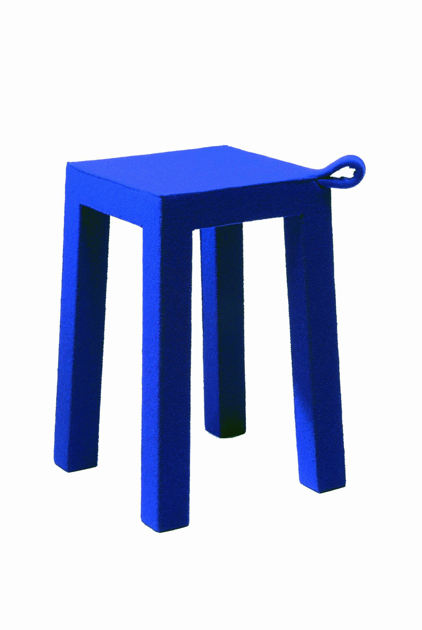 TemaHome Felt Fabric 100% Cotton/ Wood Structure Silver Fir / 100% Pure New Wool/ Abrasion Resistance 50000 Rubs Martindale Handle Stool with Blue, 30 x 30 x 45 cm, Blue