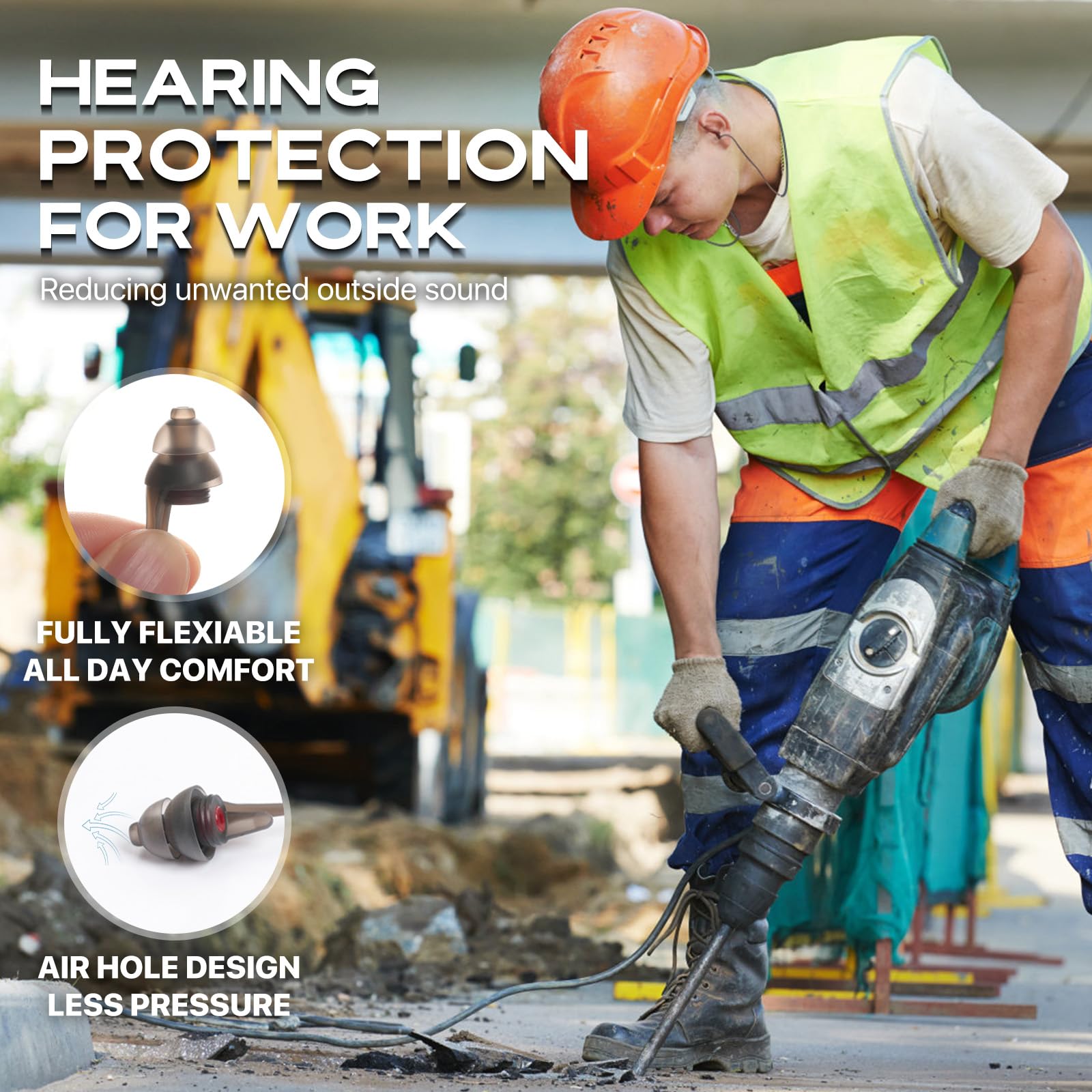 Ohrstöpsel Gehorschutzschutz Arbeit Mit Kordel, 2 Paar Lärmschutz ohrenstöpsel für Heimwerker und Professionelle Handwerker, Wiederverwendbar Weich Silikon in Ear Earplugs, 25 dB Noise Cancelling