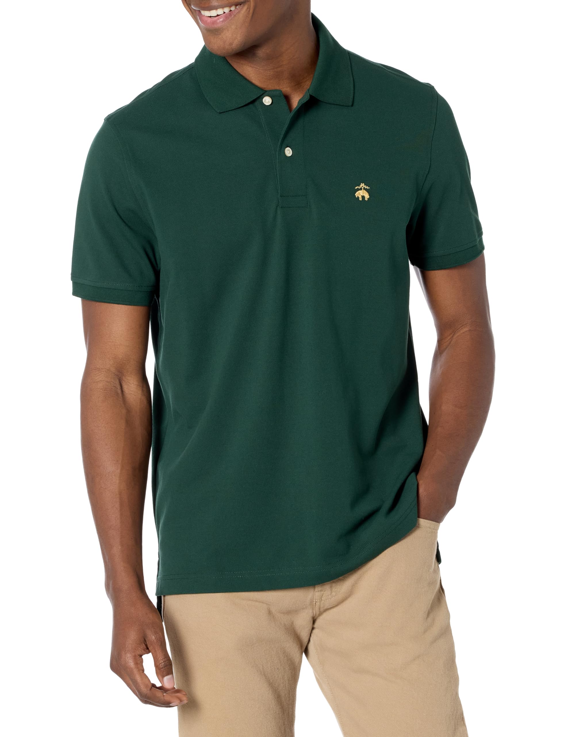 Brooks Brothers Men's Supima Cotton Pique Stretch Short Sleeve Logo Polo Shirt X-Large Dark Green