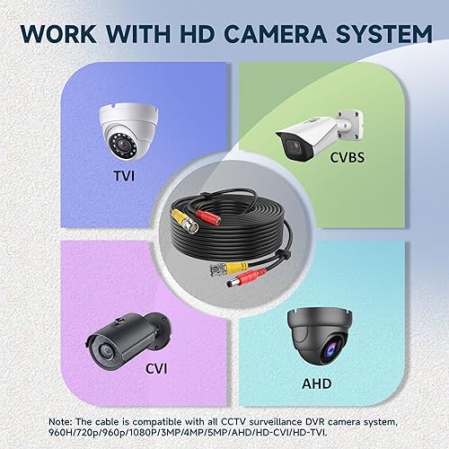 Miniatura 4 de ANLINK Paquete de 4 cables de alimentación de video todo en uno de 100 pies98.4 ft, cables de cámara de vigilancia de extensión BNC para sistemas