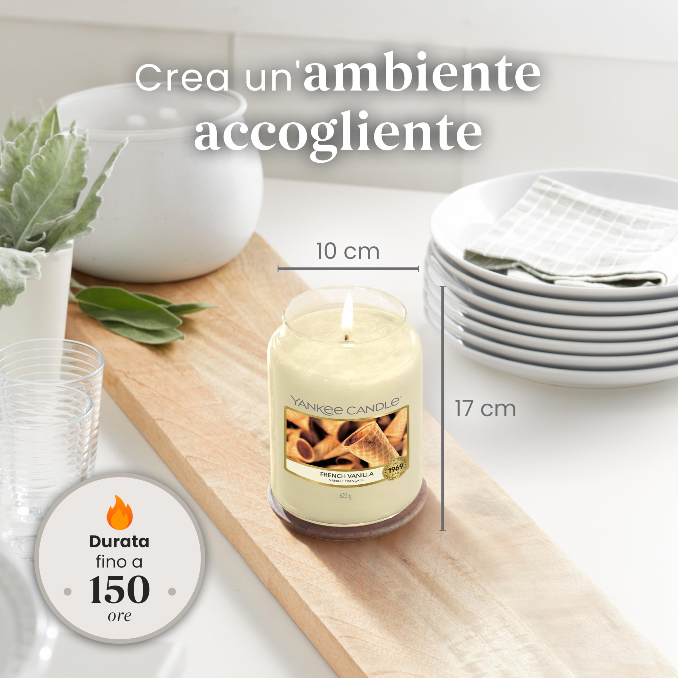 Yankee Candle Candela Profumata | Grande Barattolo alla French Vanilla| Candele a Lunga Durata: fino a 150 Ore | Regalo Perfetto per Donne