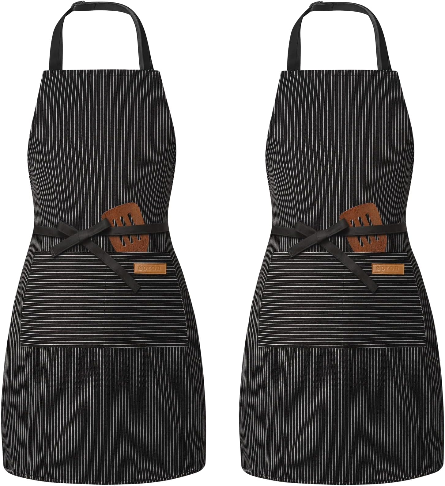 BeLuyi 2 Pack Adjustable Bib Apron with 2 Pockets Chef Cooking Kitchen Restaurant Aprons for Women Men
