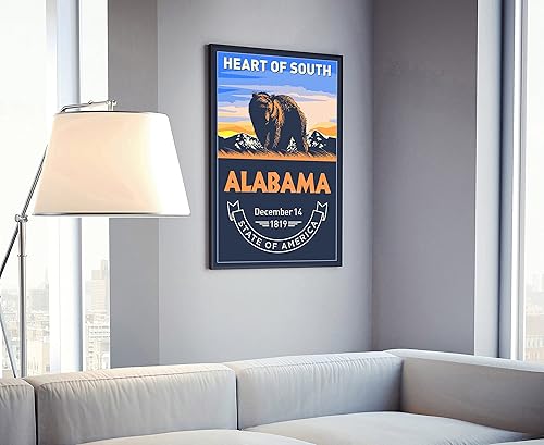 Miniatura 2 de Póster del estado de Alabama, impresión de póster de Alabama, póster con emblema del estado de Alabama, póster de estado de viaje retro, arte de