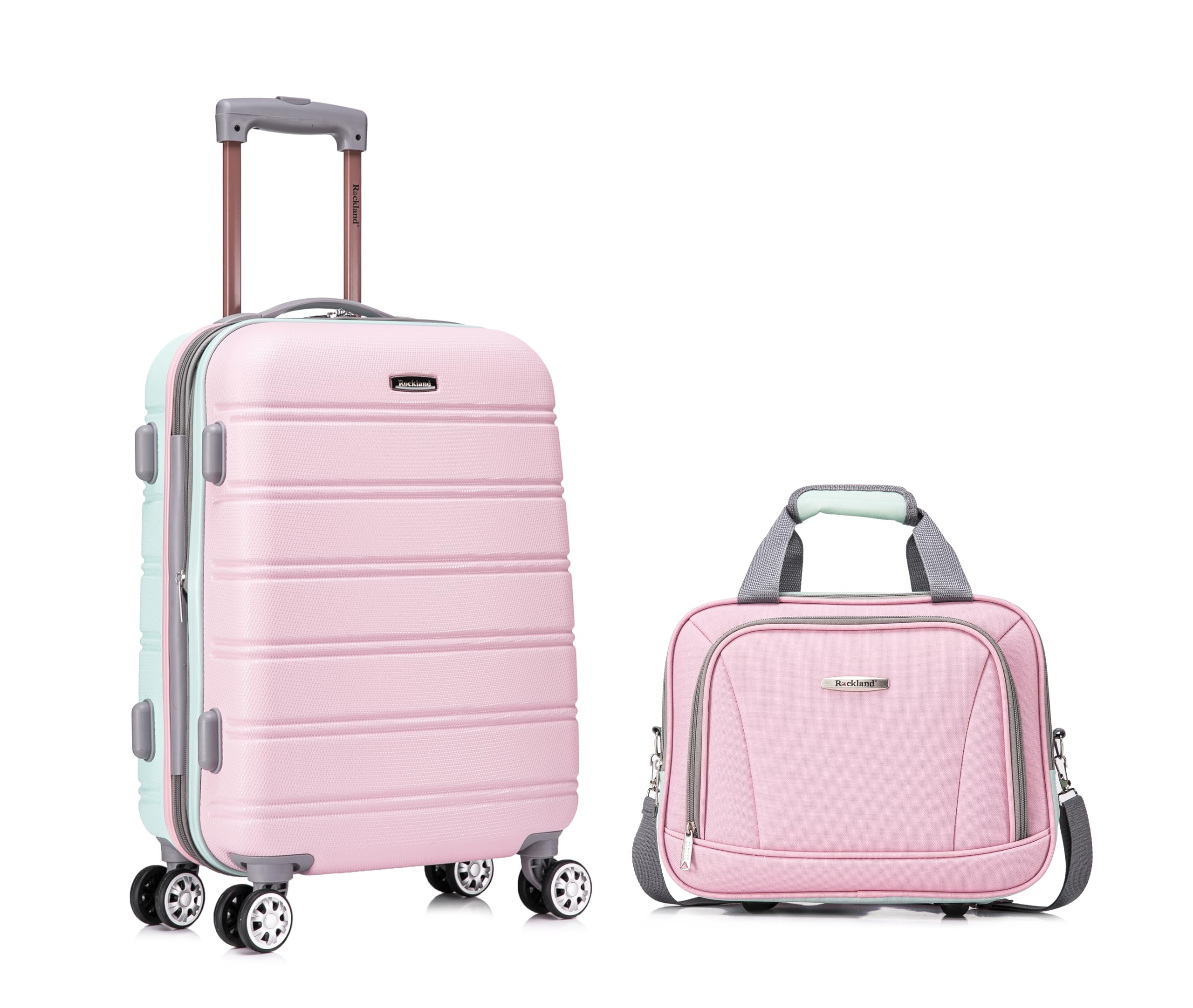 Rockland Melbourne Hardside Expandable Spinner Wheel Luggage Set, Mint, Carry-On 20-Inch and Tote 14-Inch