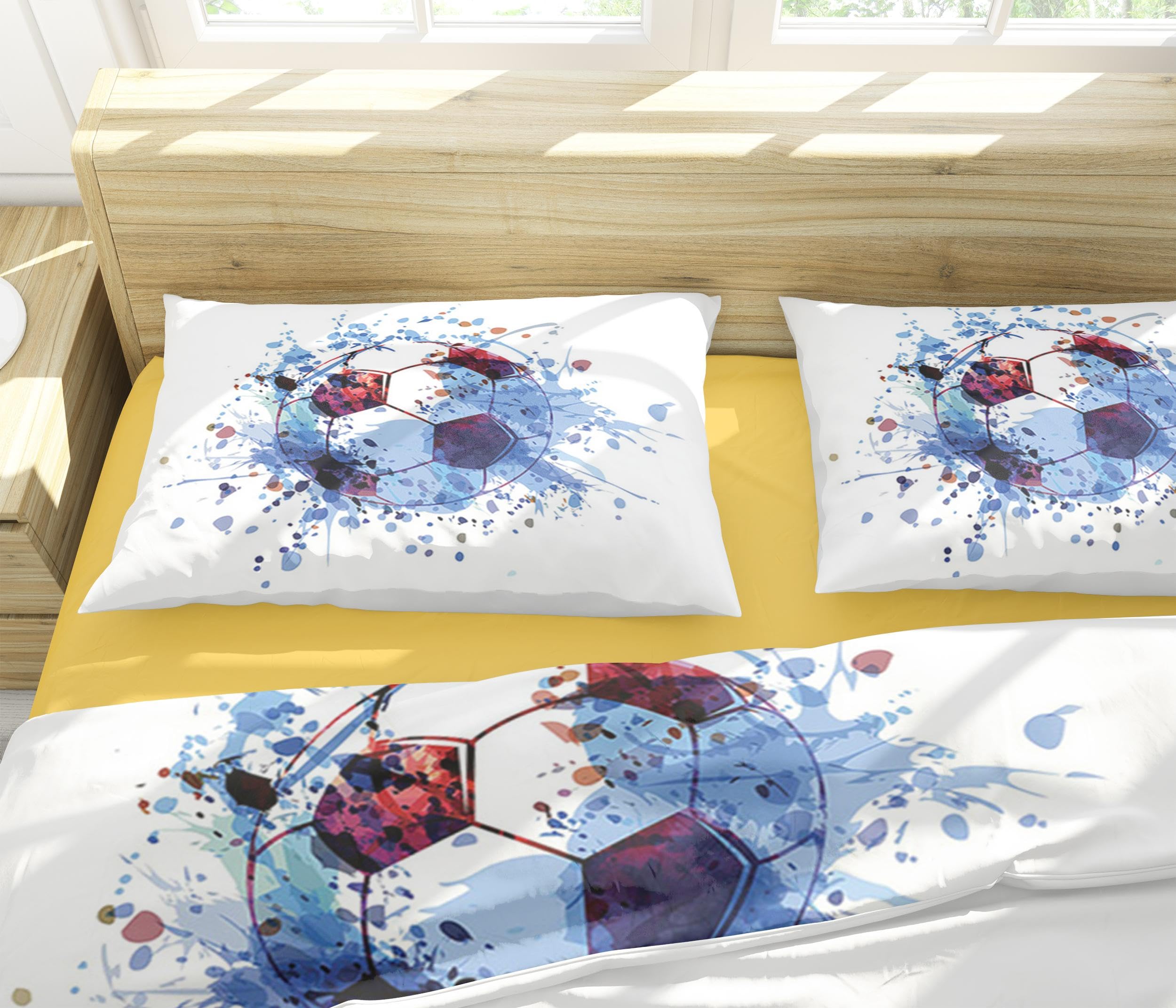 Dekbedovertrek 140x200,Voetbal Dekbedovertrek Sport Voetbal Print Beddengoed Set Tieners Jongens Funky Dekbed Set Enkele Dubbele Kingsize Groen Decoratief,Enkele