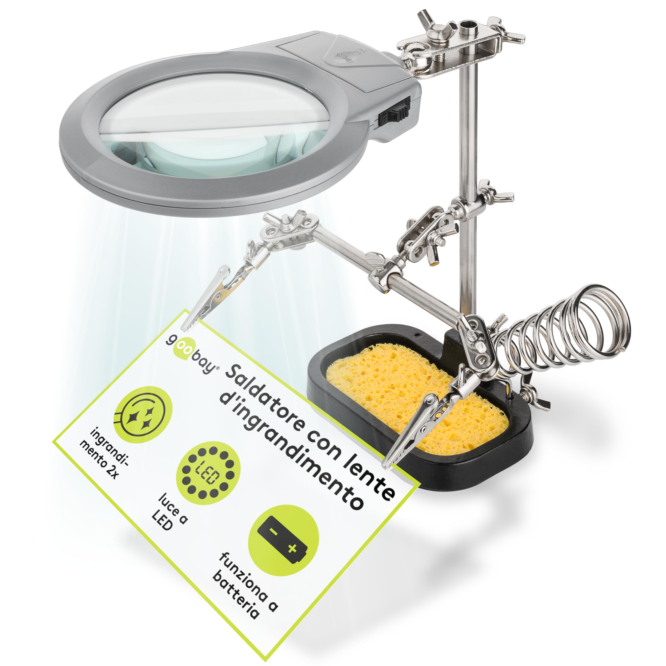 Sostegno Per Saldatura Fixpoint Con Lente 90mm - LED, Morsetti, Supporto Ghisa