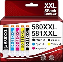 LOFBLAT PGI580 XXL CLI581XXL Cartouche d'encre Compatible pour Canon CLI-581 PGI-580 XXL pour Canon TS8150 TS8151 TS8250 TS6150 TS6151 TS6250 TS6251 TS8252 TS8350 TS9150 TR7550 (5-Pack)