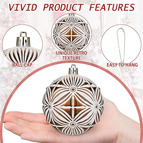 Miniatura 8 de Hollyone 8 bolas de Navidad rosas, 3.94 pulgadas, grandes con purpurina rosa, inastillables, adornos de Navidad, bolas colgantes para árbol de