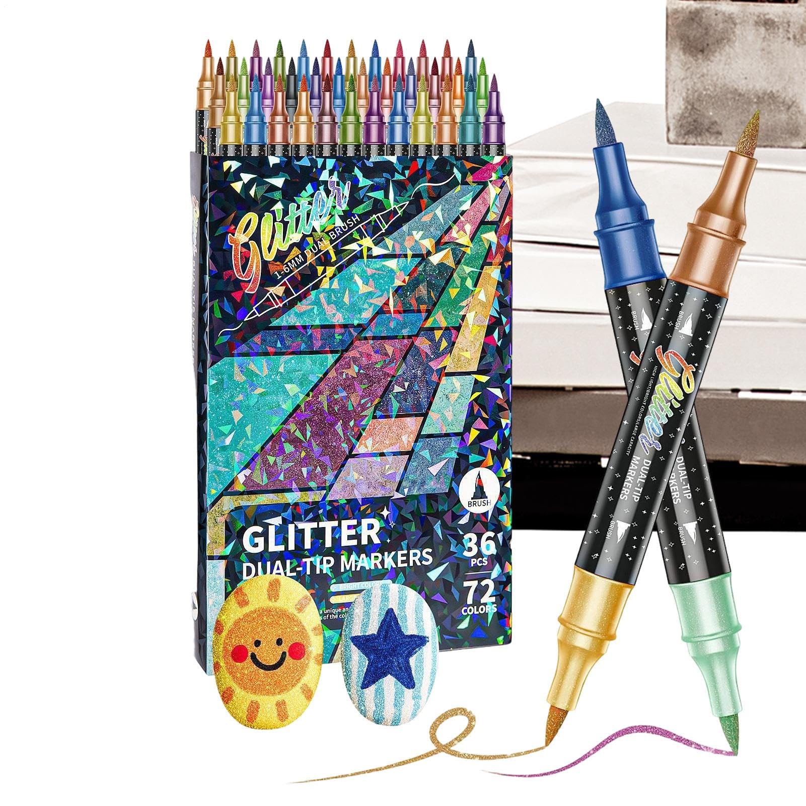 Générique Pennarelli glitterati | Inchiostro a base d'acqua ad asciugatura rapida e sicura, set di penne glitterate per pittura pennarelli, progetti fai da te, scrapbooking, forniture artistiche