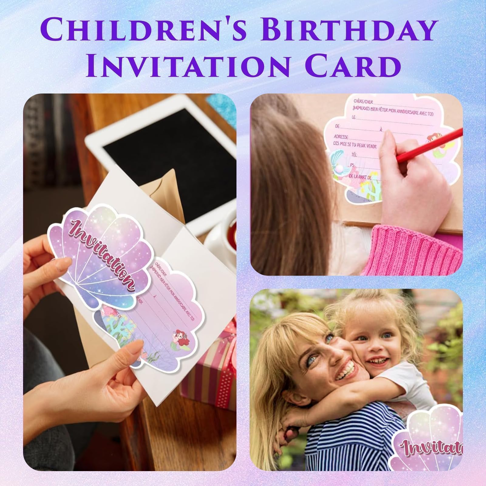 Lot De 12 Cartes Invitation Anniversaire Fille Hip Hop - Invitations Enfant Violet Rose Bleu Danse