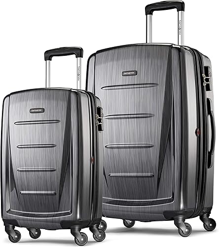 Samsonite Winfield 2 Maleta rígida con ruedas giratorias, Carbón, Juego de 2 piezas (equipaje de manogrande)