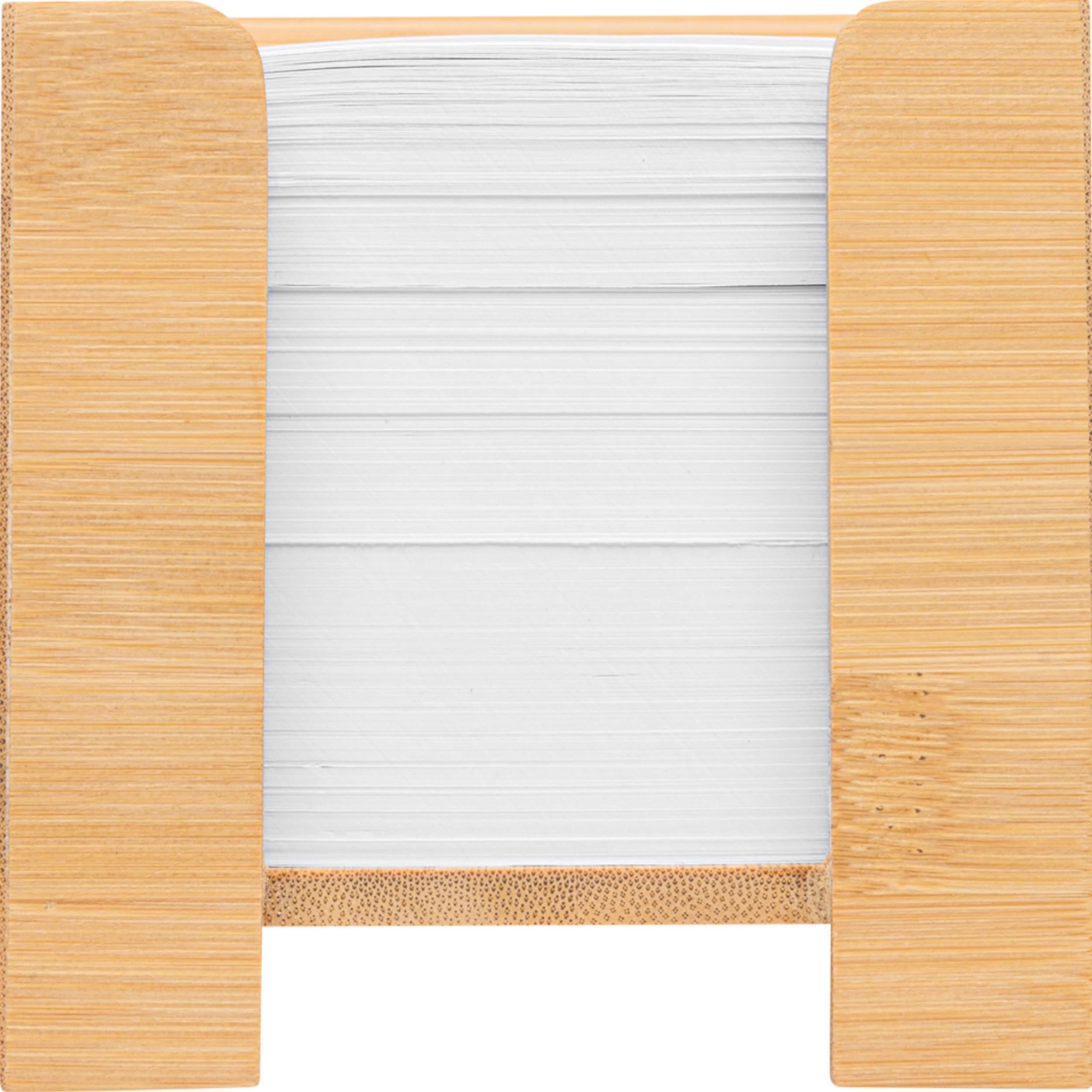 Lot de 2 boîtes à notes, en bambou, durable, 900 feuilles de papier sans bois 70 g/m², H x l x P : 11,5 x 11,5 x 10,7 cm, couleur naturelle