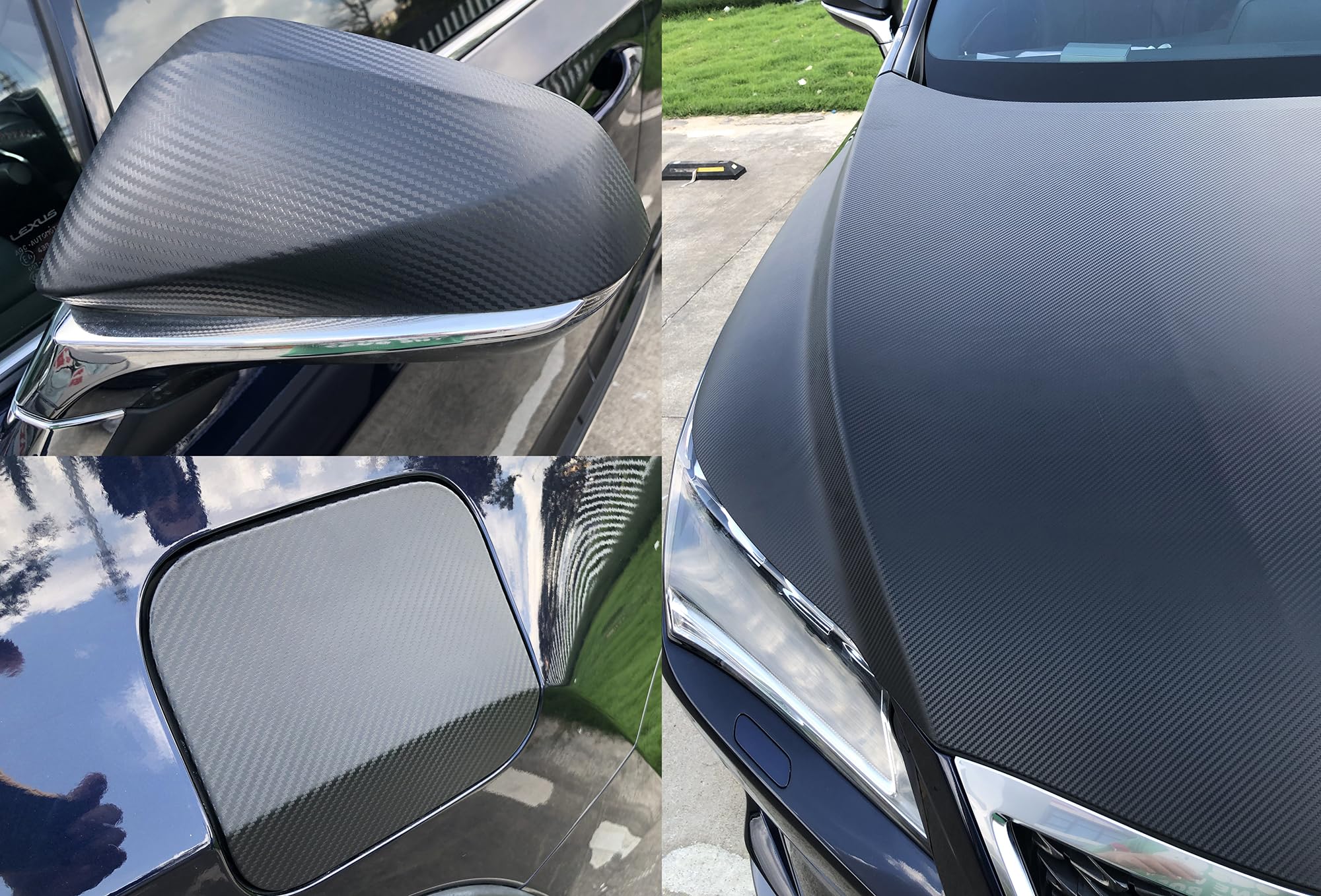 NewL 3D Black Carbon Fiber Vinyl Wrap Roll with Air Release Bubble Free Adhesive Film Contain Installation Tools (50cm x 150cm) - 4