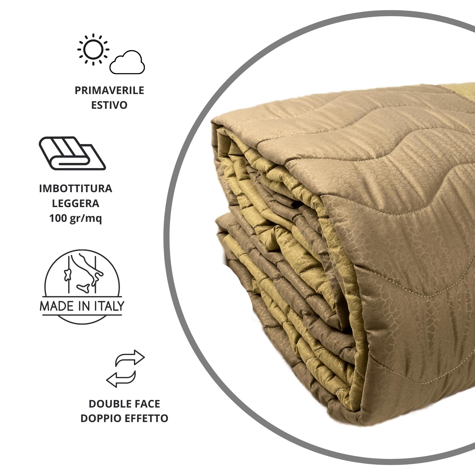 MAXIME MAISON - Copriletto Matrimoniale Mezza Stagione (100 gr/mq) Trapuntino Matrimoniale, Trapunta Matrimoniale Leggera e Double Face, Letto Mezza Stagione in Morbida Microfibra, Made in Italy