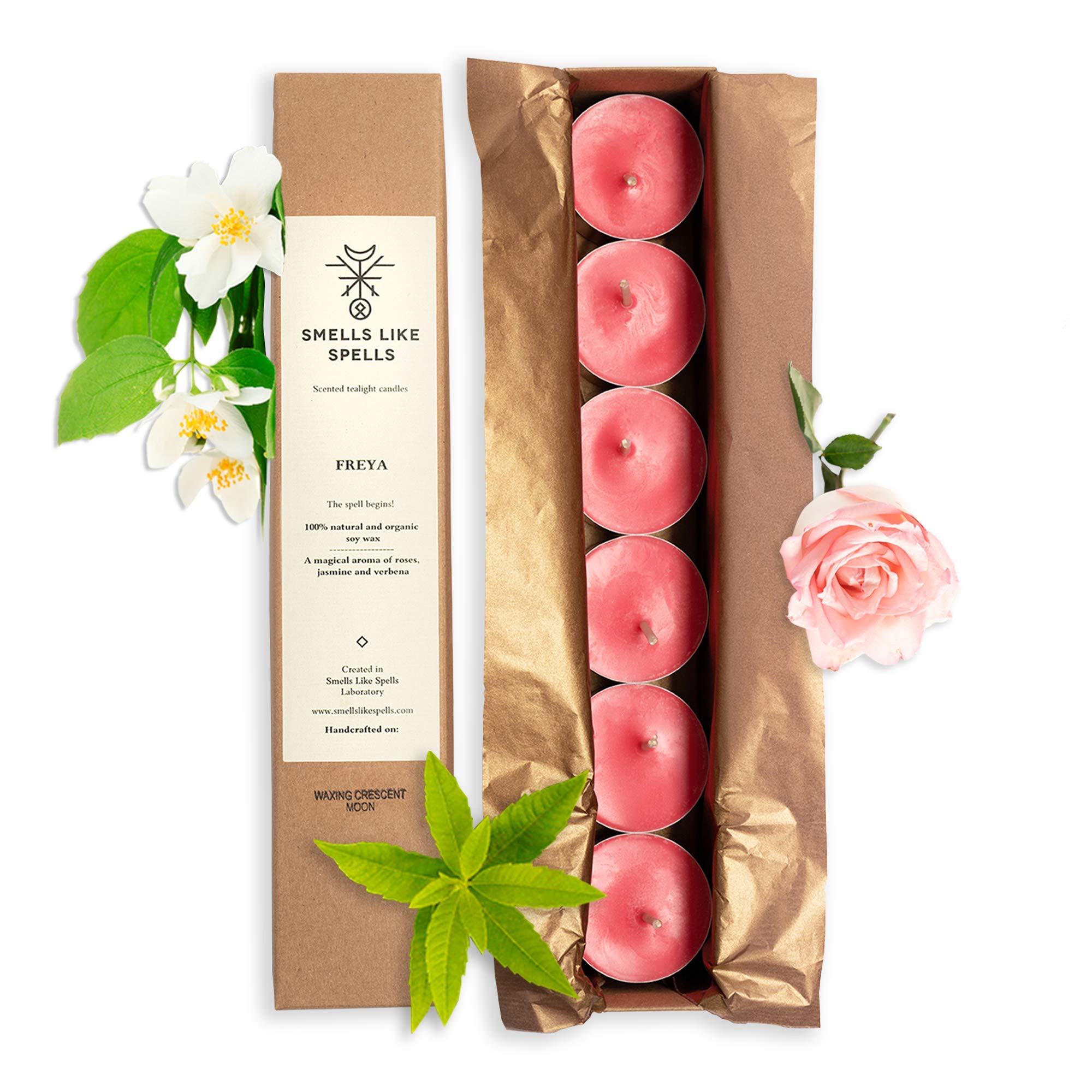Scented tealight Candles - Made from Soy Wax - Great for Aromatherapy - Natural Handmade Gift for Birthday, Valentine's Day, Christmas - 6 pcs., Red, One Size, 500078