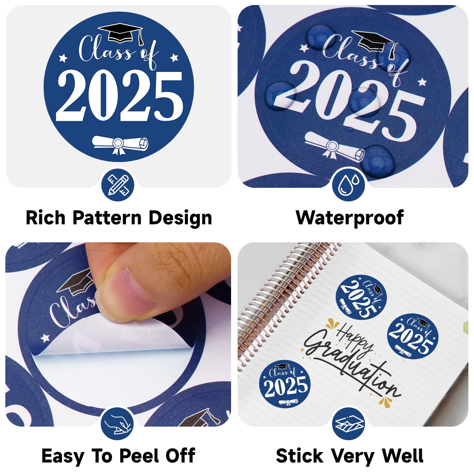 Snapklik.com : Graduation Stickers 2025 - White Blue Class Of 2025 ...