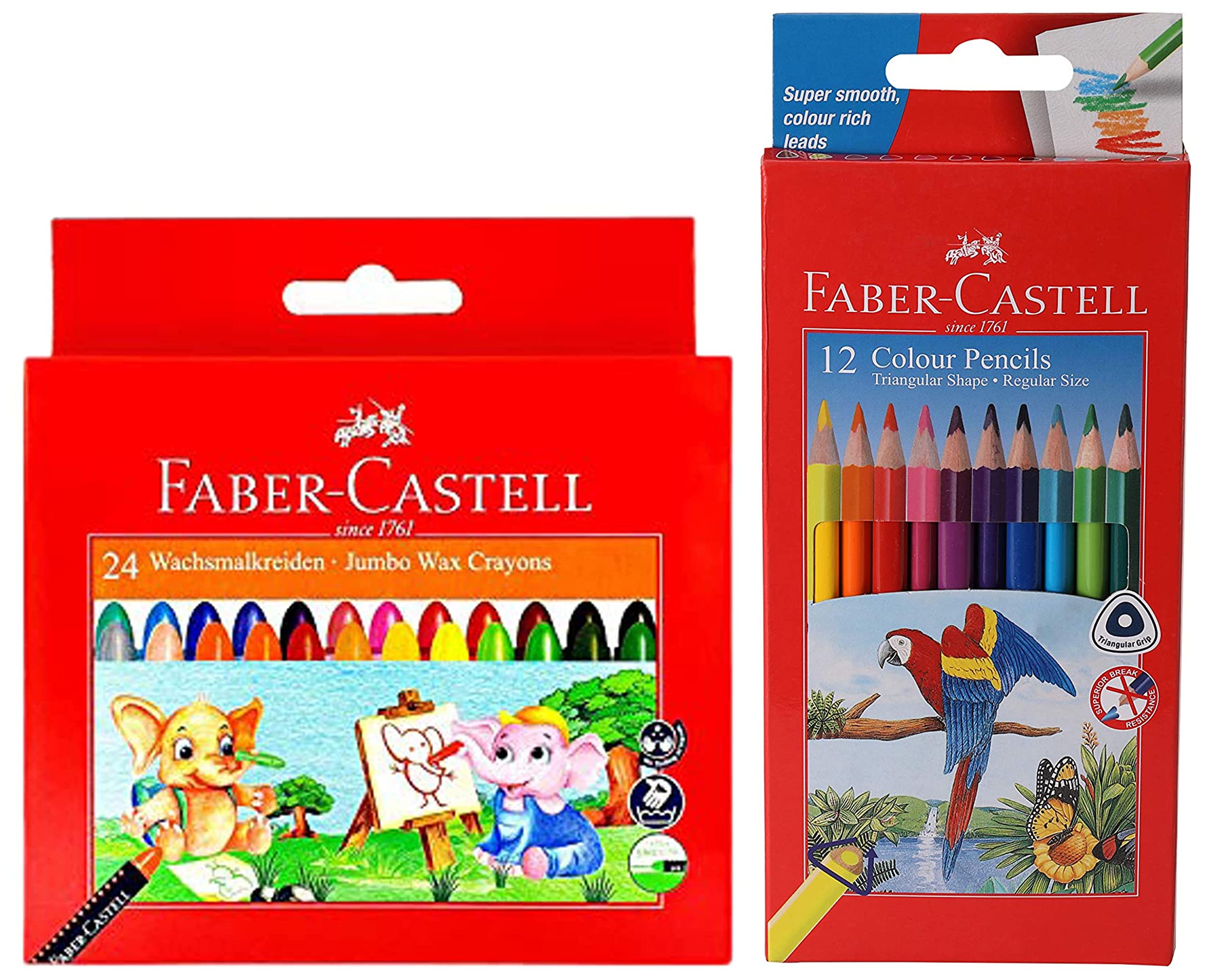Faber-Castell Jumbo Wax Crayons - 24 Shades Triangular Colour Pencils - Pack of 12 (Assorted) (B0BPXTYZD8) Amazon Price History, Amazon Price Tracker