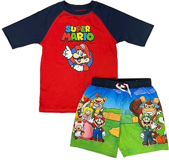Isaac Morris Limited Super Mario Boys Swim Trunks & Rashguard Set