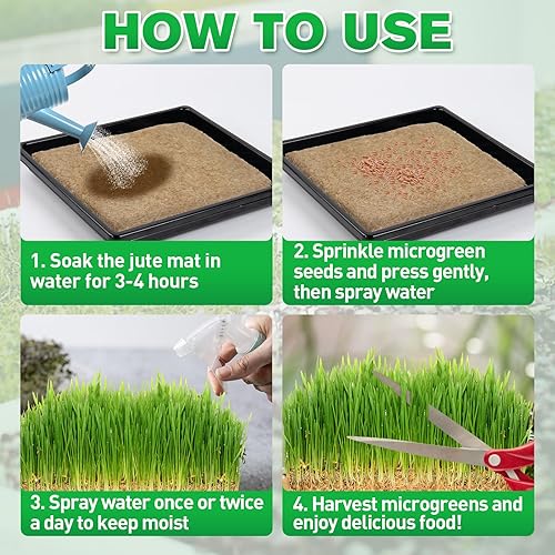 Miniatura 7 de ANPHSIN Alfombrilla de cultivo de yute para microverdes, almohadillas hidropónicas de cultivo de fibra de cáñamo para bandejas de germinación