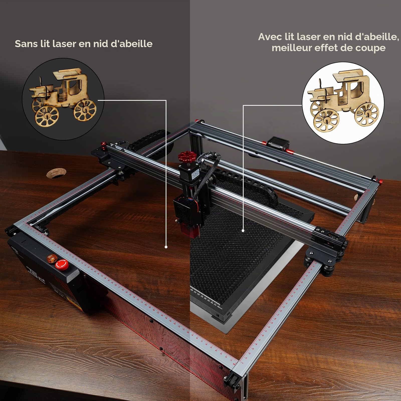 Table en Nid d'abeille, Table de Travail en Nid d'abeille pour Machine à Graver 300x300x22mm Grille en Nid d'abeille avec Plaque en Aluminium pour Les Machines de Gravure au CO2 et au Laser