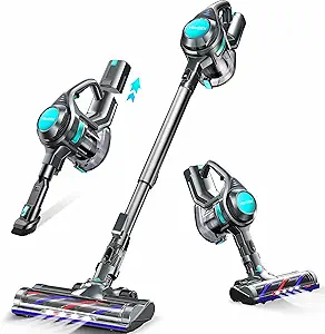 Voweek Cordless Vacuum Cleaner, Lightweight Stick Vacuum Cleaner with Powerful Suction, Detachable Battery, LED Brush, 1.3L Dust Cup, 4 in 1 Handheld Vacuum for Home Hard Floor Carpet Pet Hair