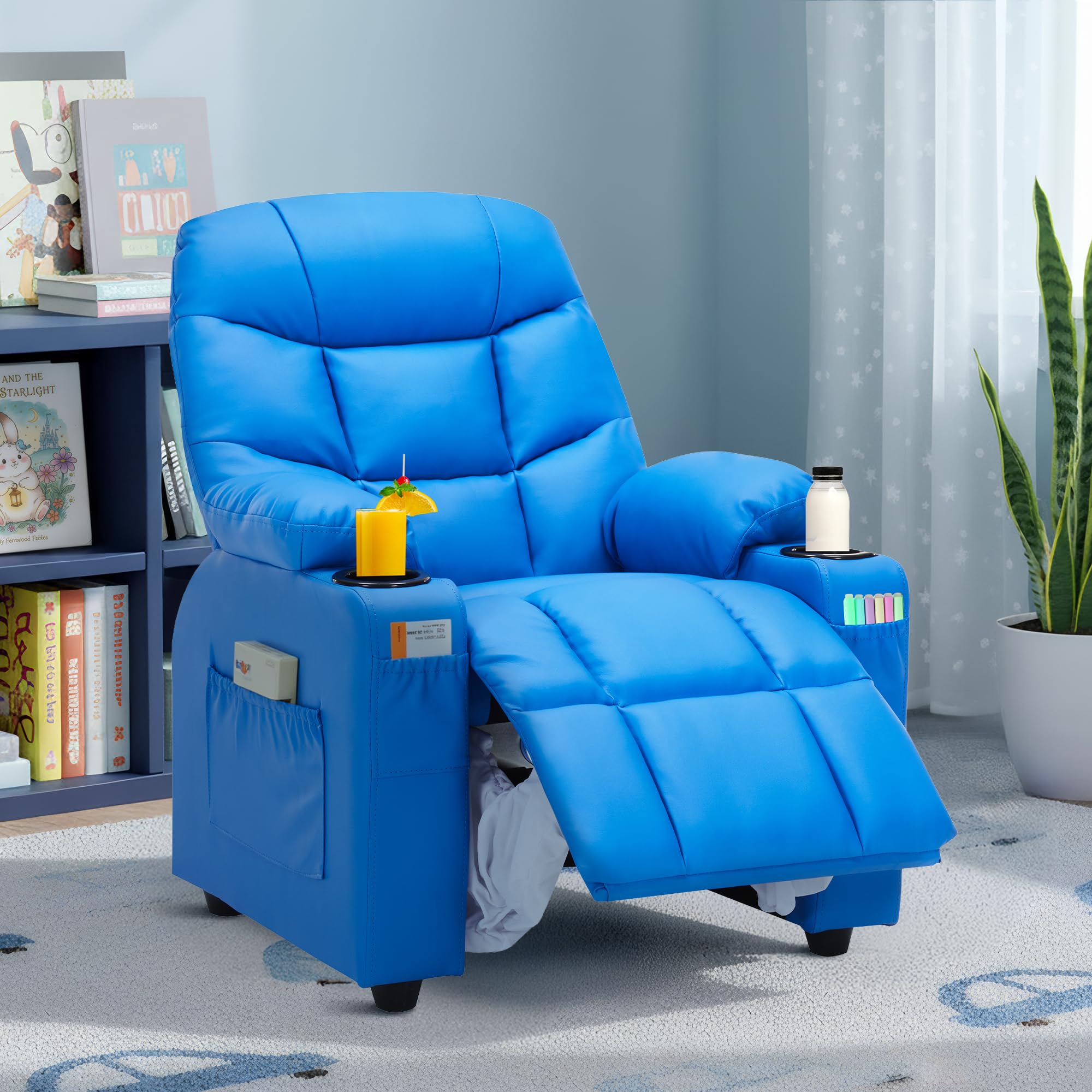 Kids Recliner Chair PU Leather Toddler Big Reclining Sofa Lounge Ages 3-12