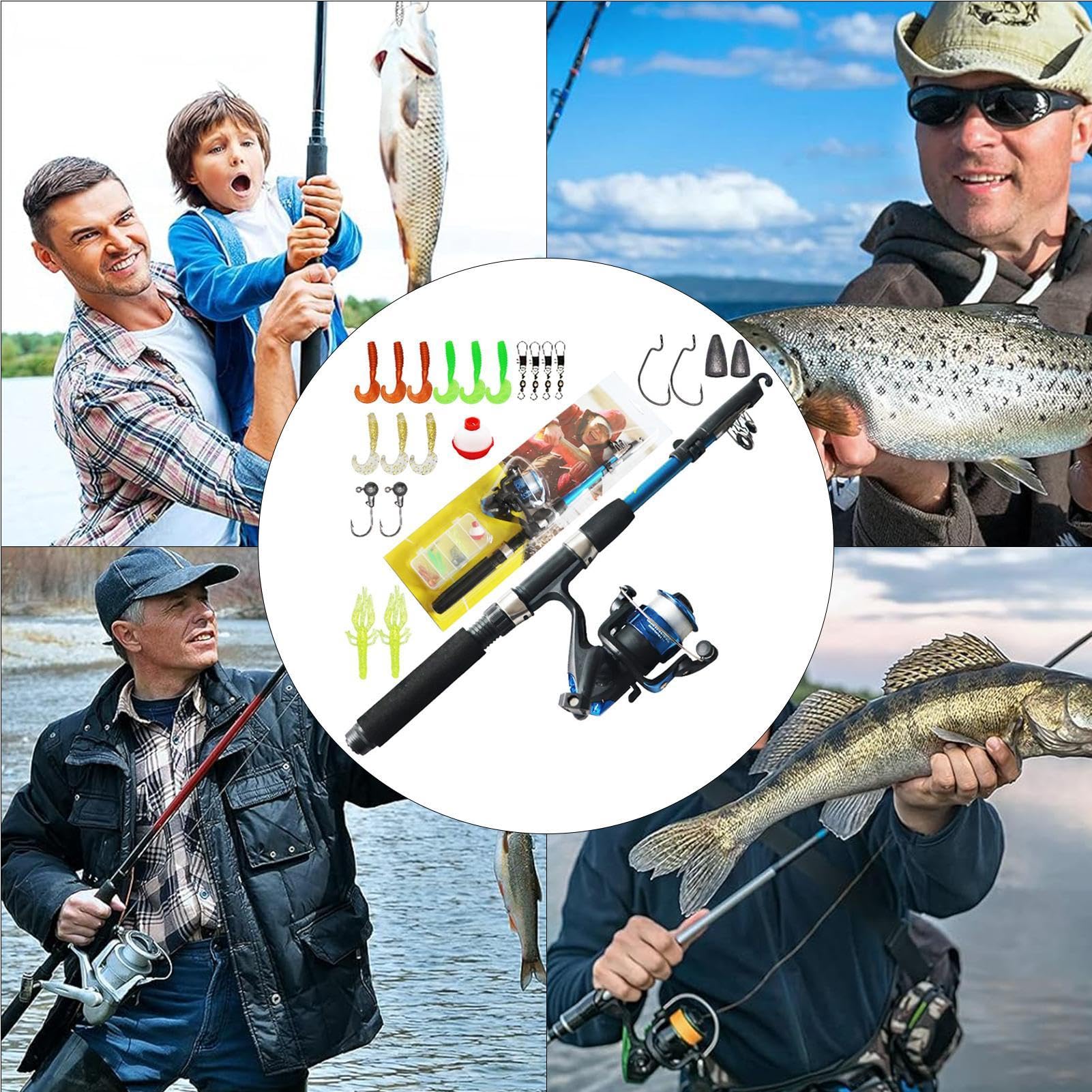 Canne à Pêche Télescopique Pour Enfants - Canne Compacte En Fibre De Verre, Légère Et Antidérapante, Pour Débutants - 4