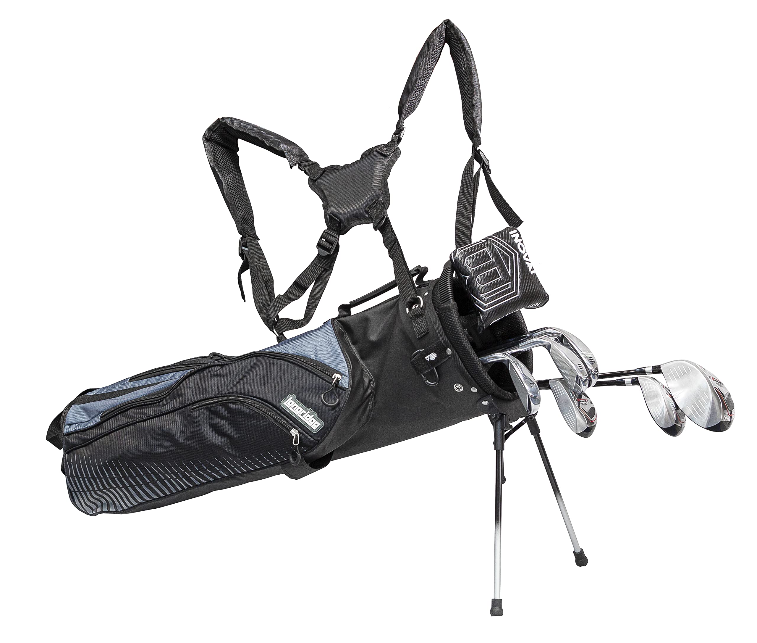 Longridge 7" Tri Lite Sonntags-Golf-Tragetasche - Schwarz/Silber