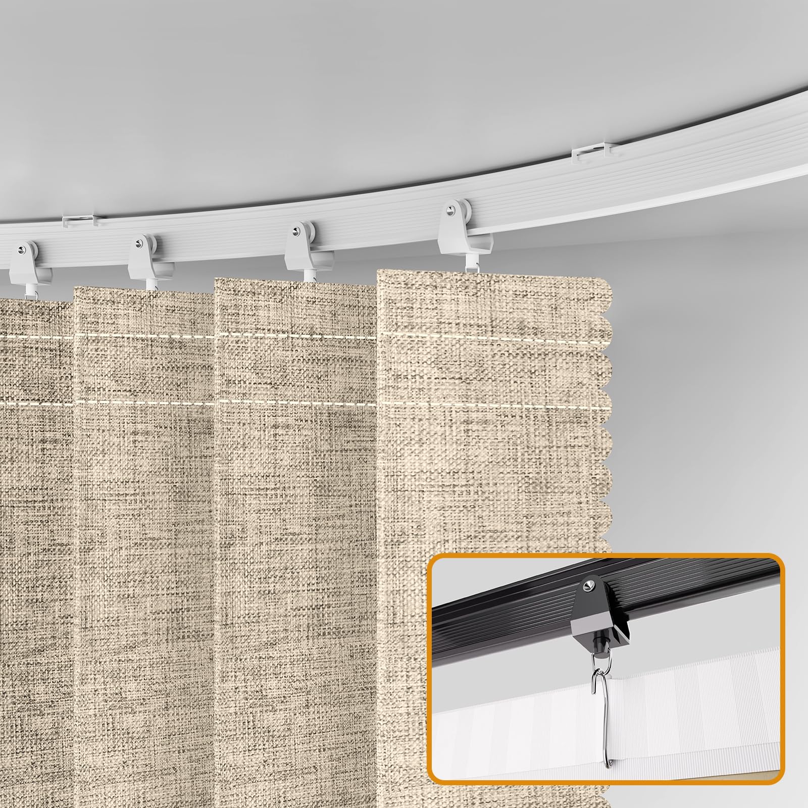 JILRON Raumteiler Vorhang Mit Schienen, 100% Vollschutz - Einzigartiges Akkordeon-Design, Saubere Optik für Schlafzimmer, Abstellraum (Cremefarben-H213 x B254 cm) 1er-Pack