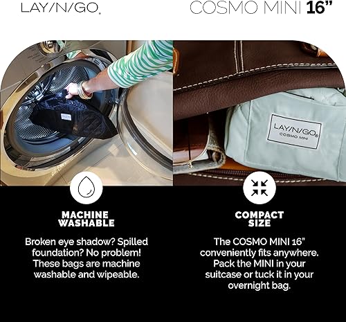Miniatura 4 de Lay-n-Go Cosmo - Organizador de maquillaje con cordón para viajes y uso diario con un diseño patentado y duradero, 20 pulgadas, negro