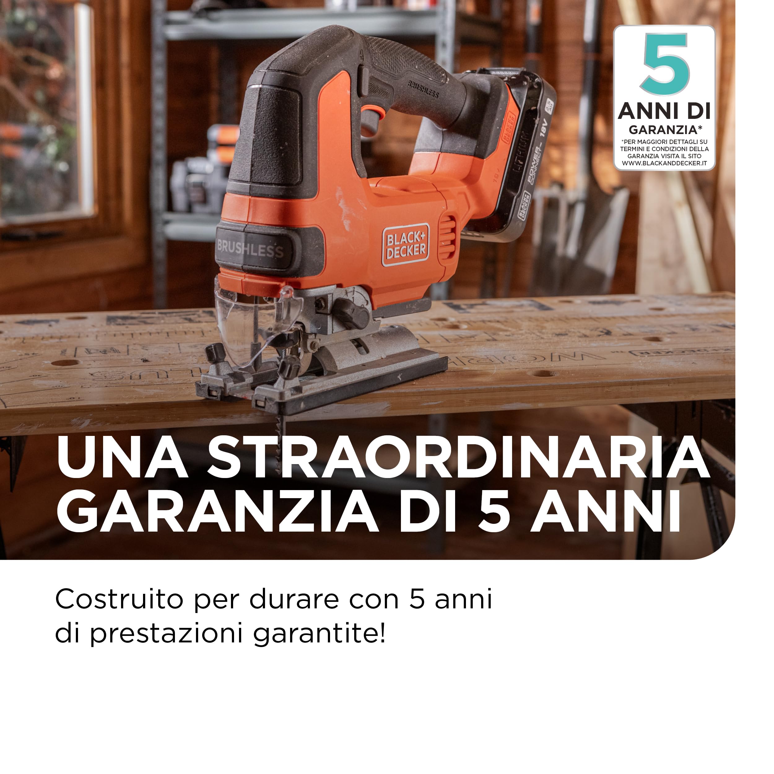BLACK+DECKER Seghetto Alternativo a BatteriaBrushless, Solo Corpo Macchina 18V, con 6 Lame,Batteria Non Inclusa, BLCJS78NZ-XJ