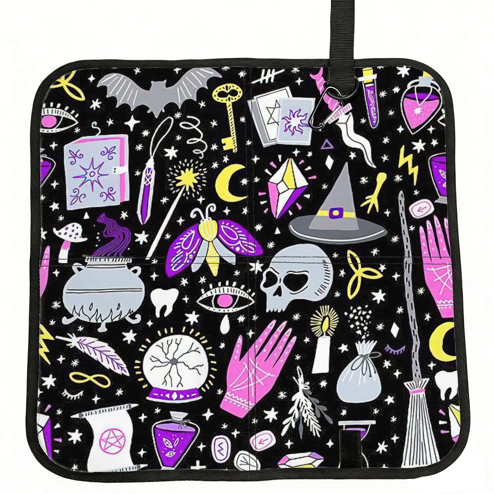 NImongt Magic Witch Witchcraft Bohemian Drawing Print Portable Chair Pad Foldable Seat Cushion Outdoor Seating Office Picnic Camping