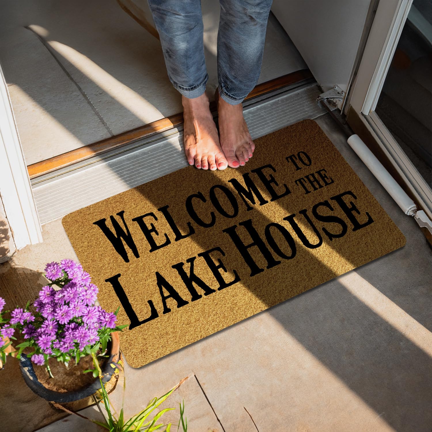 Welcome To The Lake Decorative Indoor Outdoor Doormat, New House Front Door Mat 17 X 30 Inch For Lake Home Room Entrance, Gifts For Lake Lover, Lake Porch Welcome Mat, Lake
