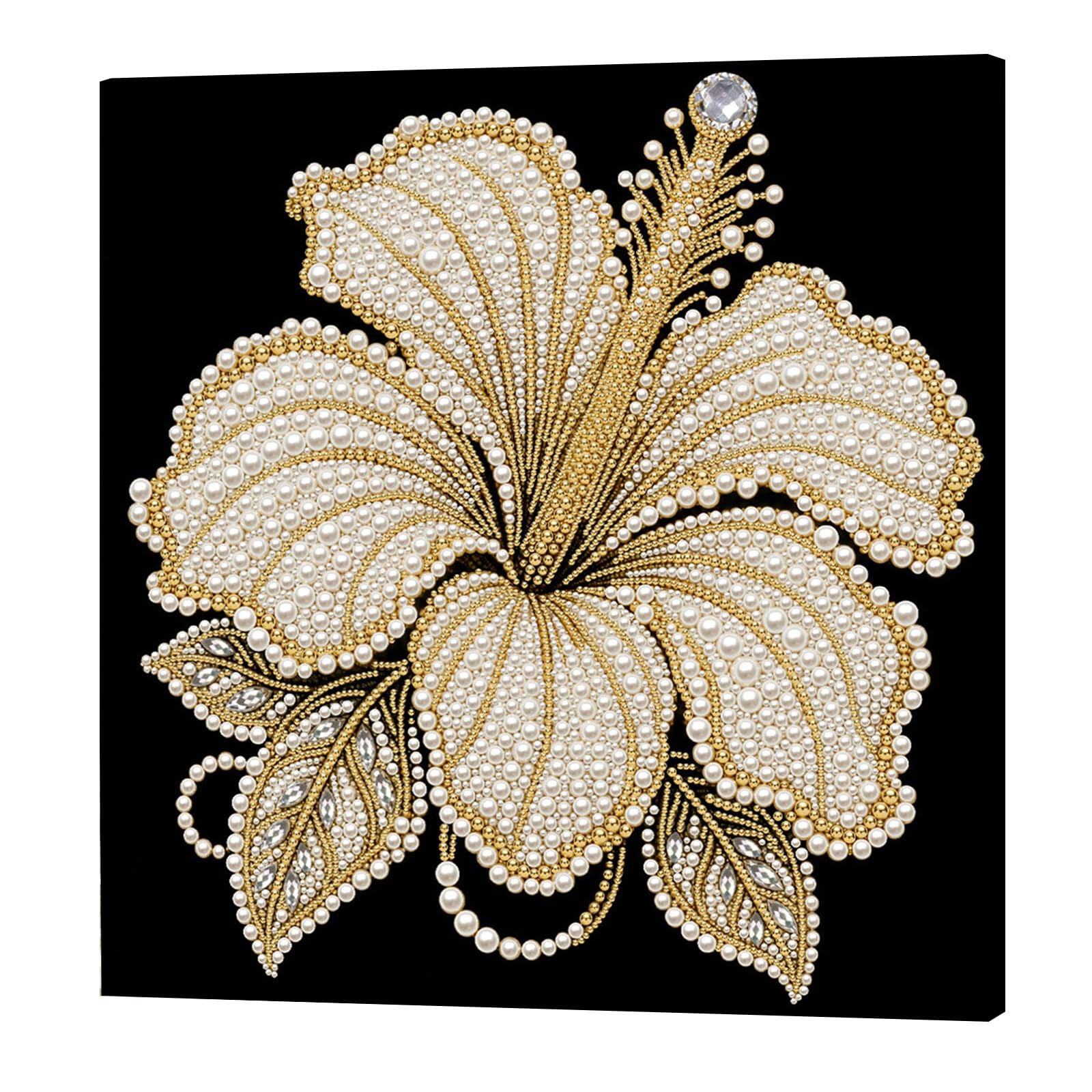 Hibiscus DIY Pearl Painting Kit with Frame 30x30cm Pearl Gem Paintings Picture Arts Craft for Adults/Beginners Gift Home Wall Decor
