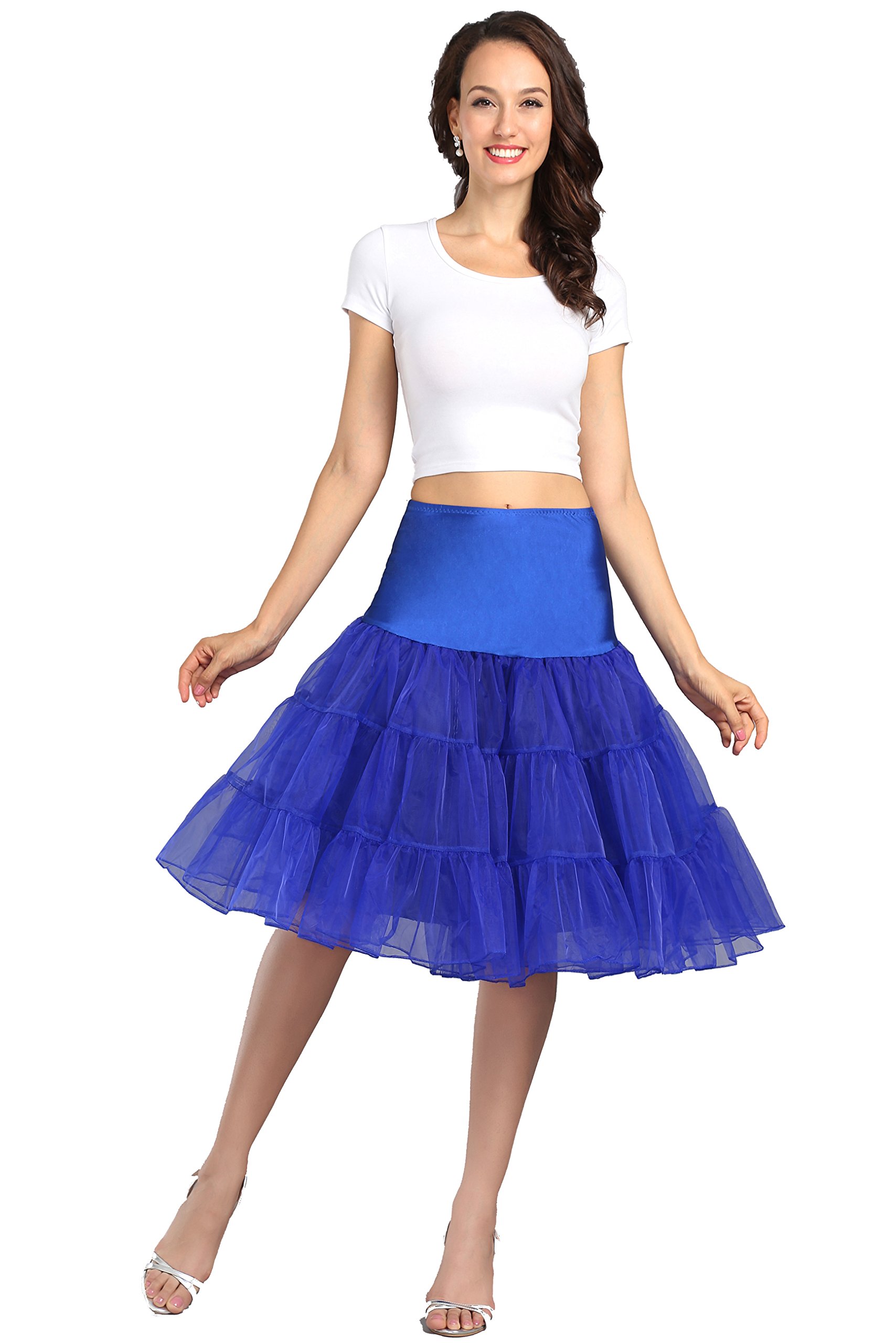 WOWBRIDAL Women's Vintage 50s Rockabilly Petticoat 25.59" Length Tutu Underskirt