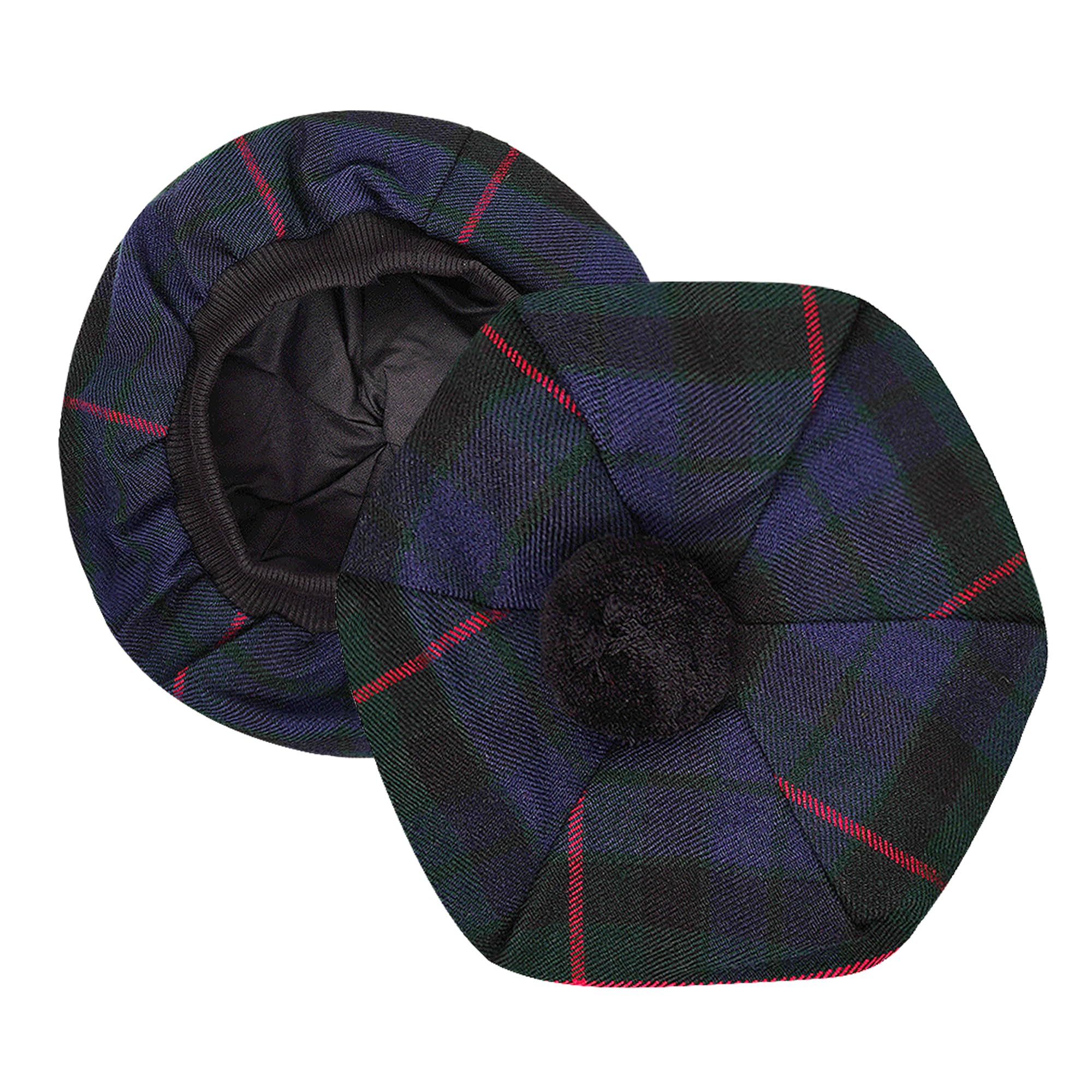Scottish Tam o' Shanter Hat for Men - Acrylic Wool Flat Bonnet Kilt Cap in Various Tartans
