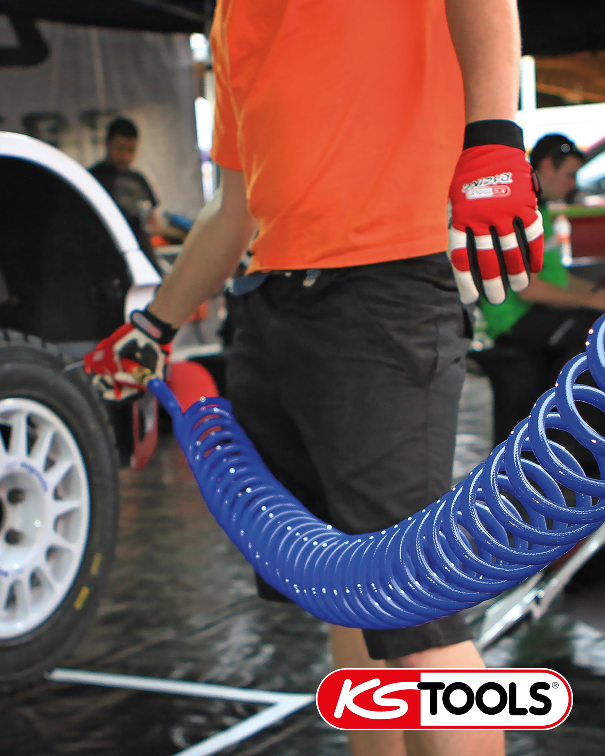 KLEHOPE 5m PU Spiralschlauch - Druckluftschlauch 10x6,5mm Mit Schnellkupplung