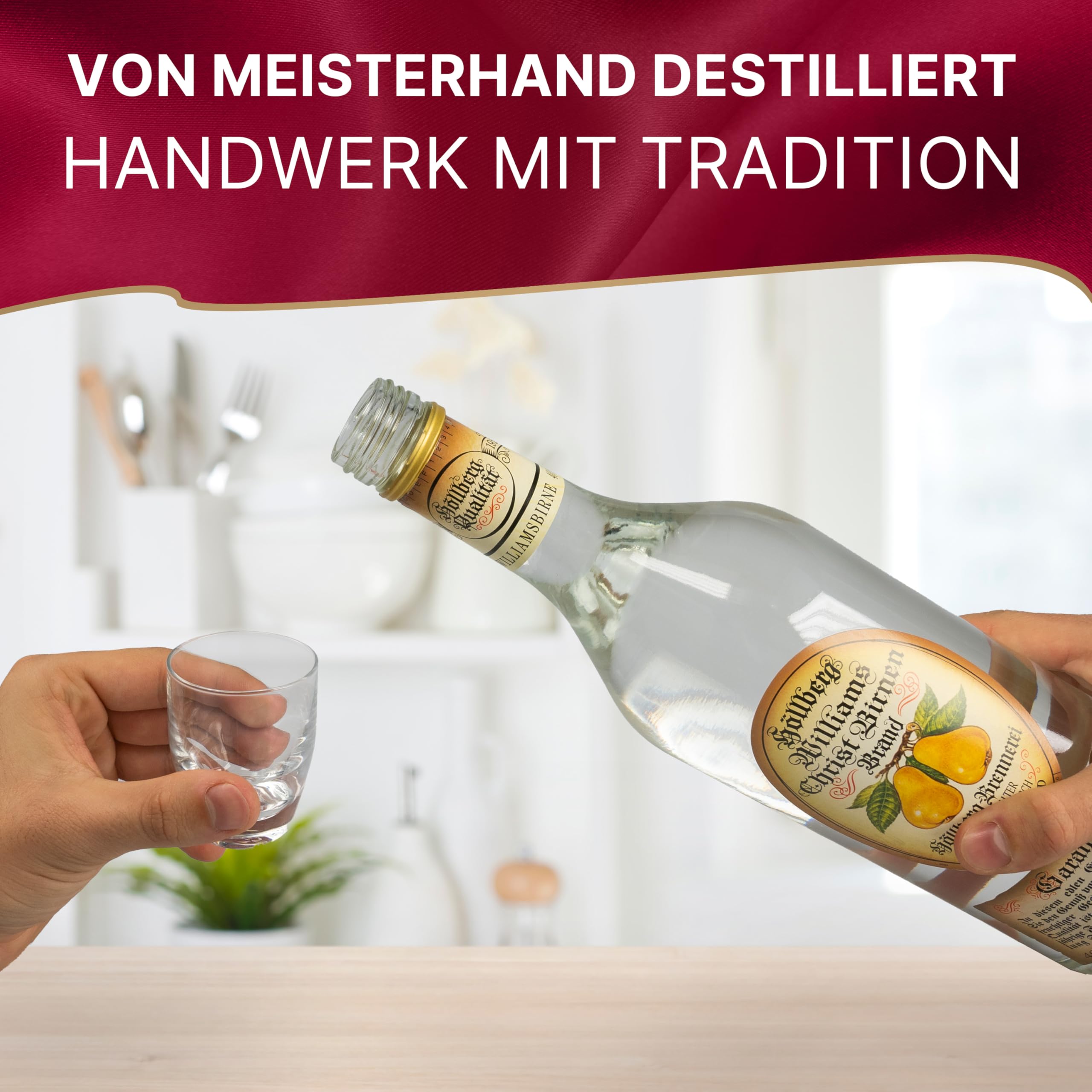 Höllberg® Original Williams-Christ-Birnenbrand 40% vol. (1L) – Edler Obstbrand & Obstler Schnaps aus dem Schwarzwald | Williams Birne Schnaps & Alte Birne Edelbrand | Premium Obstbrände