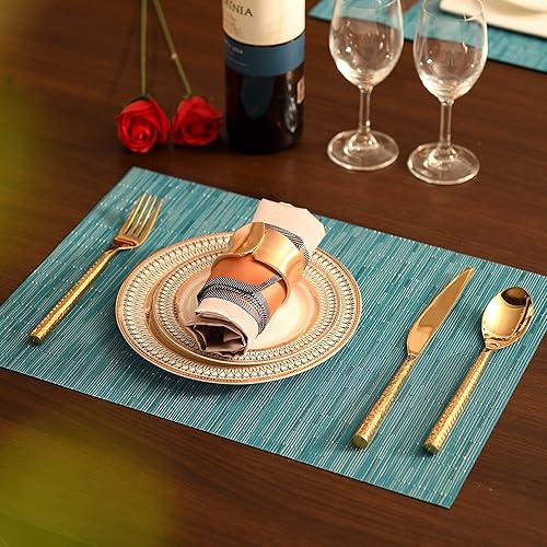 Miniatura 7 de SLKQG Juego de 6 manteles individuales de vinilo, manteles individuales fáciles de limpiar, lavables, resistentes al calor, para mesa de comedor, 17