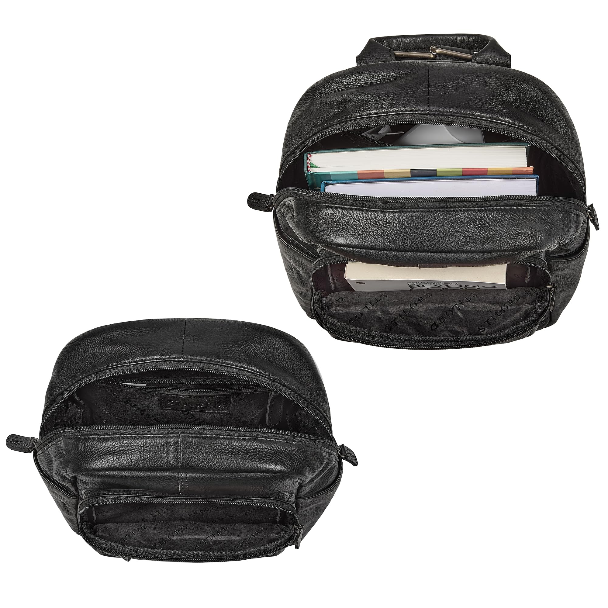 STILORD "Dolores Zaino Donna Pelle Piccolo 13 Pollici – Zainetto Elegante Vera Pelle Vintage Daypack Zaino Antifurto Cuoio Autentico per Viaggio e Quotidiano Colore:nero