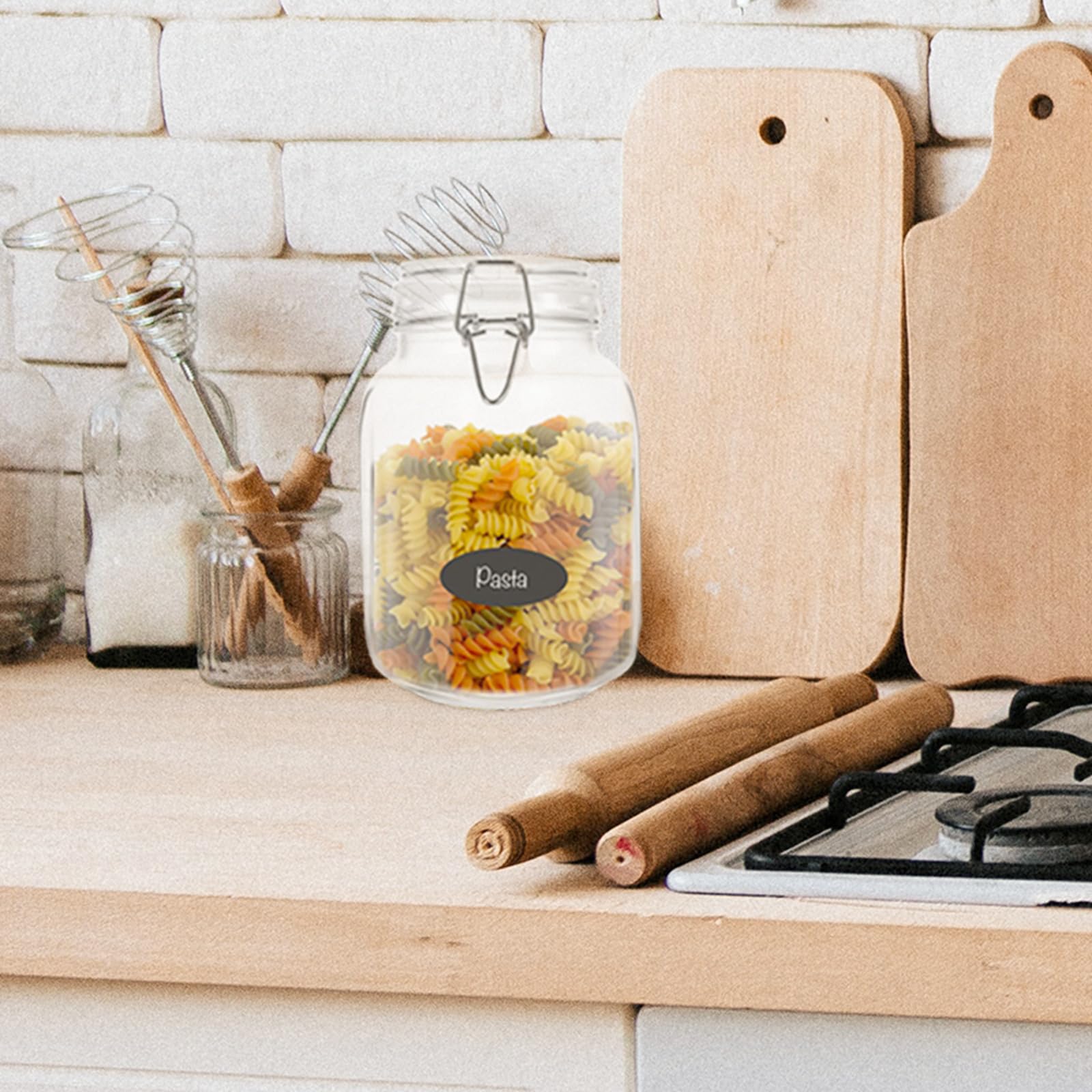 Lot de 3 Bocaux en Verre Hermétiques 1500ml pour Conservation Alimentaire avec Couvercles à Verrouillage, Design Transparent, pour Rangement la Cuisine Kimchi et Café