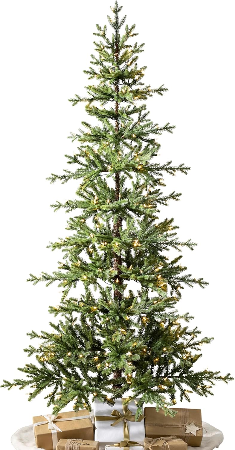 Balsam Hill 7ft Pre-Lit Alpine Christmas Tree - Sparse Artificial Christmas Tree with 300 Clear LED Fairy Lights, Pre-Fluffed Memory Wire Branches & Easy Plug Technology for Small Spaces