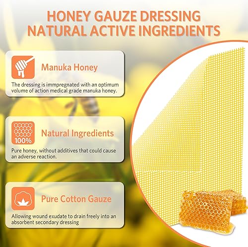 Miniatura 3 de Manuka Honey Wound Care - Apósito de miel para heridas de 2 x 2 pulgadas, parche médico de miel para cuidado de heridas menores, cortes,