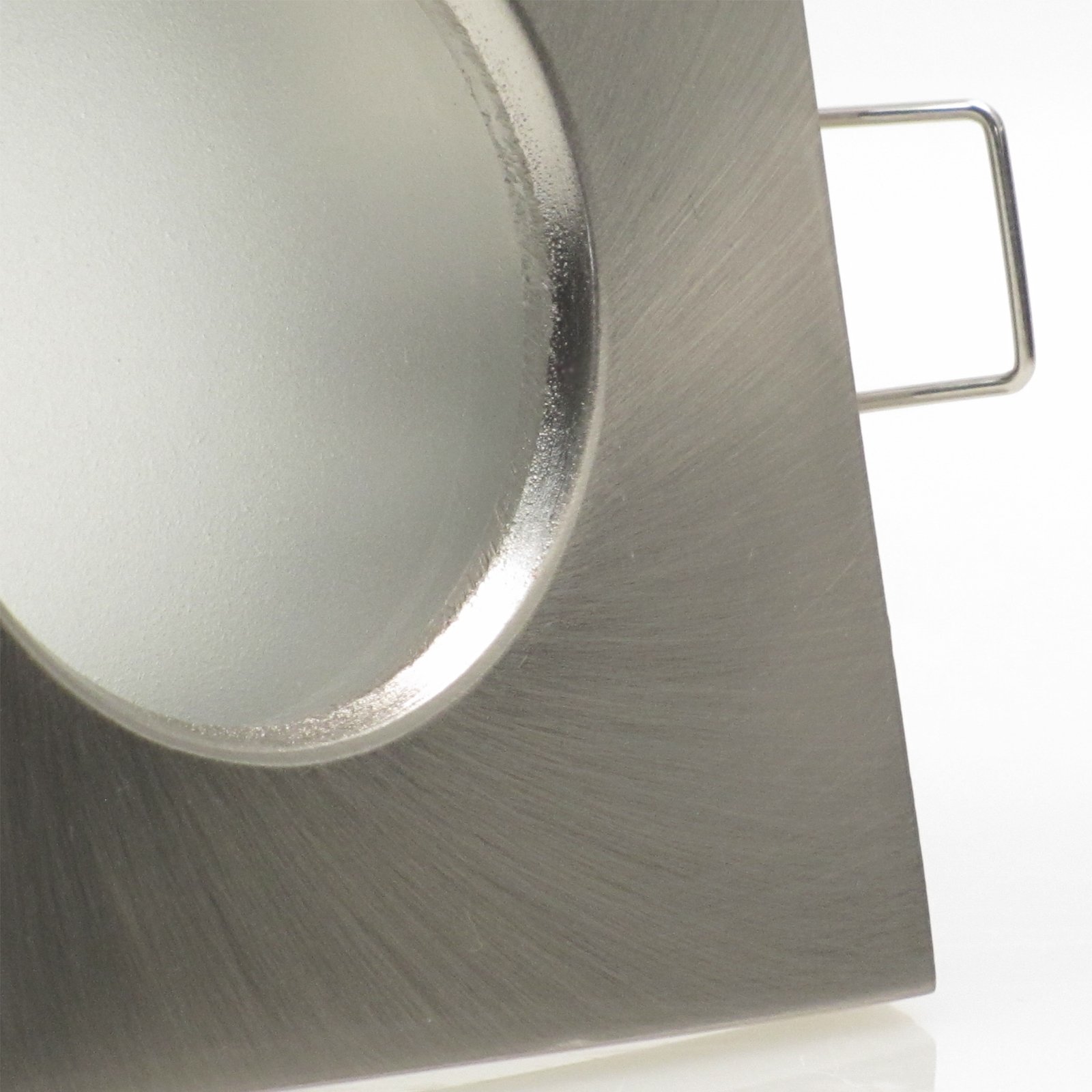 trendlights24 AQB LED Decken Einbaustrahler Bad IP65 4er Set 4W 12V & Trafo | Edelstahl Optik, eckig, Warmweiß, Niedervolt, GU5.3, Spot, austauschbar, Einbauleuchte, Dusche, Feuchtraum, innen, außen