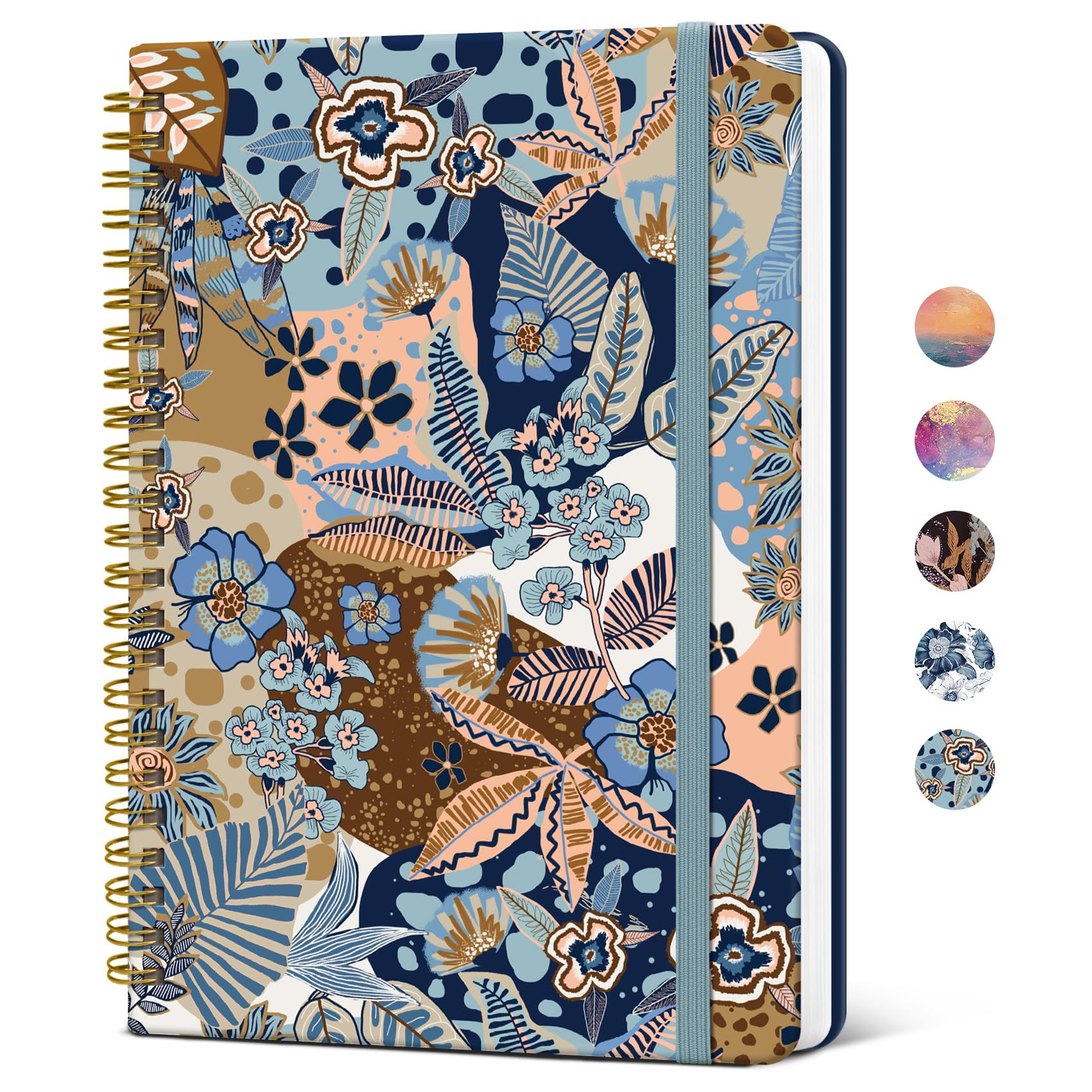 ZOTIA Lined Spiral Journal Notebook for Women, A5 College Ruled Journals for Writing, Hardcover Notebooks for Work, Note taking and Office School Supplies,140 Pages - Lineage Flora